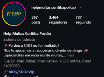 Topo do perfil @helpmultas.curitibaporto