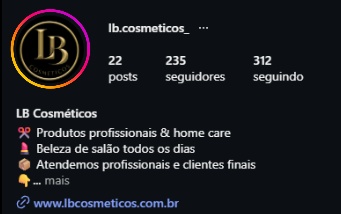 Topo do perfil @lb.cosmeticos